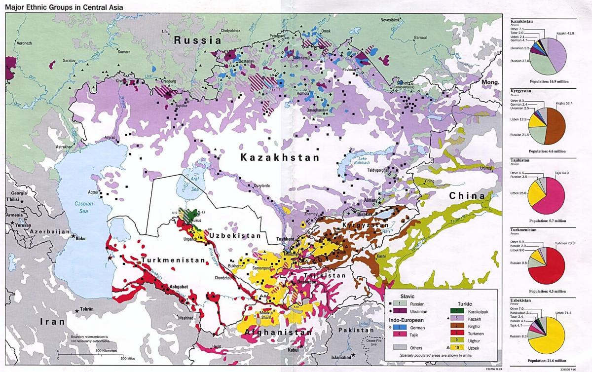 mapa Kazachstan obyvateľstva