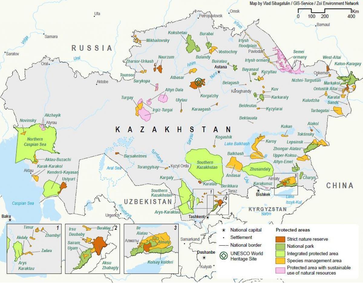 mapa Kazachstan prírodných zdrojov
