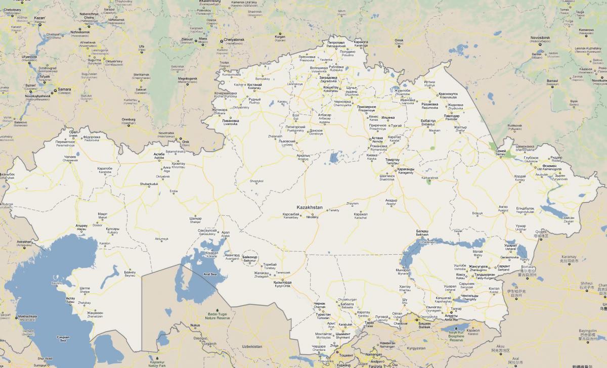 mapa Kazachstan cesty