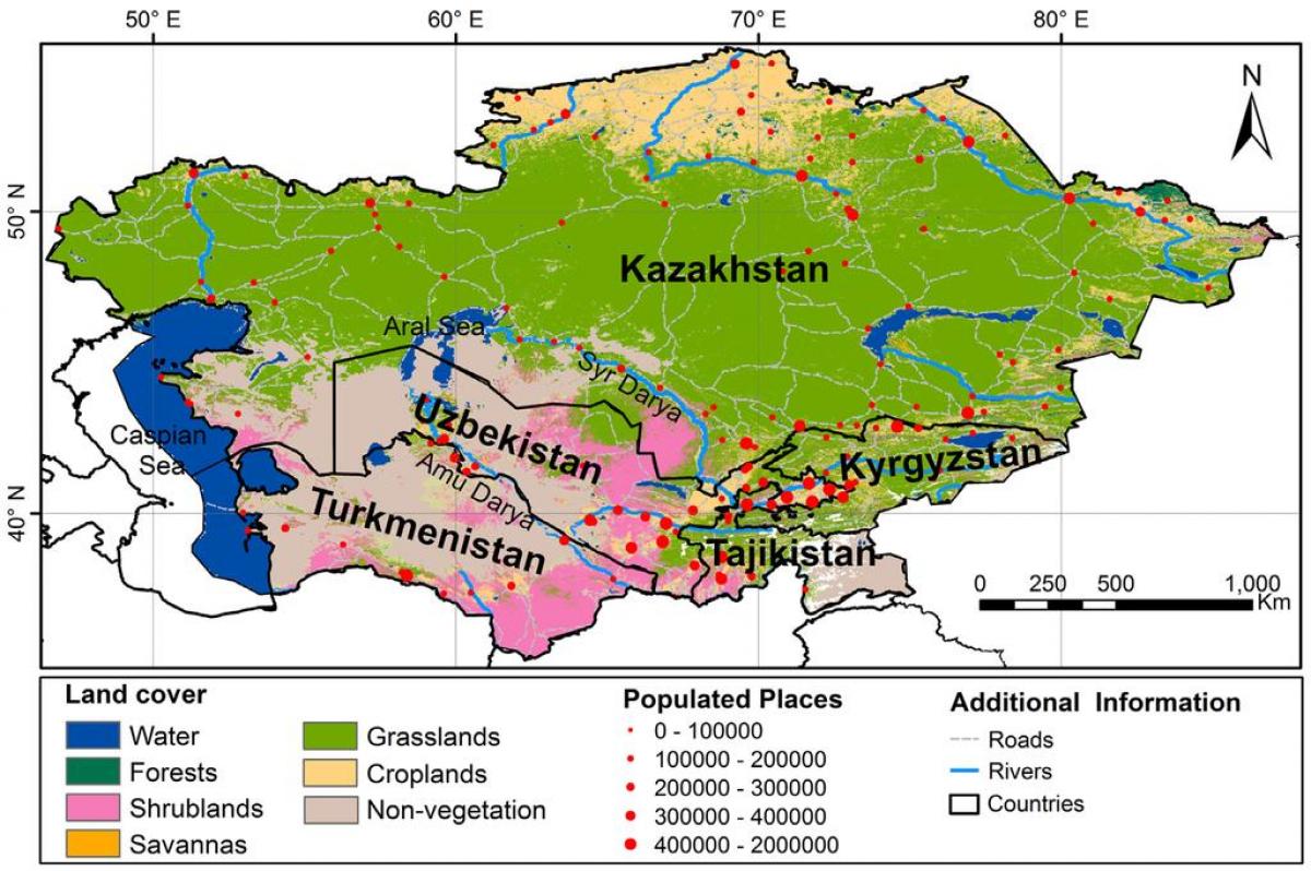 mapa Kazachstan klímy