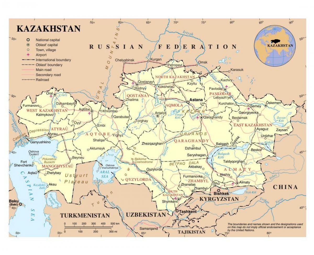 mapa Kazachstan letiská