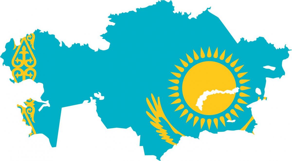 mapa Kazachstan vlajka