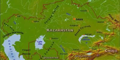 Mapa Kazachstan fyzickej