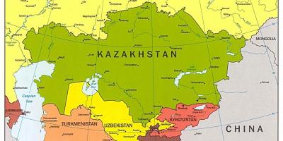 Mapa Kazachstan mapu ázie