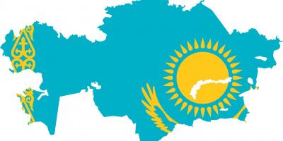 Mapa Kazachstan vlajka