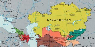 Mapa Kazachstan okolitých krajín